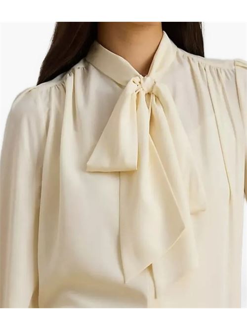 Camicetta in georgette con fiocco LAUREN RALPH LAUREN | 200P14083001.MASCARPONE CREAM